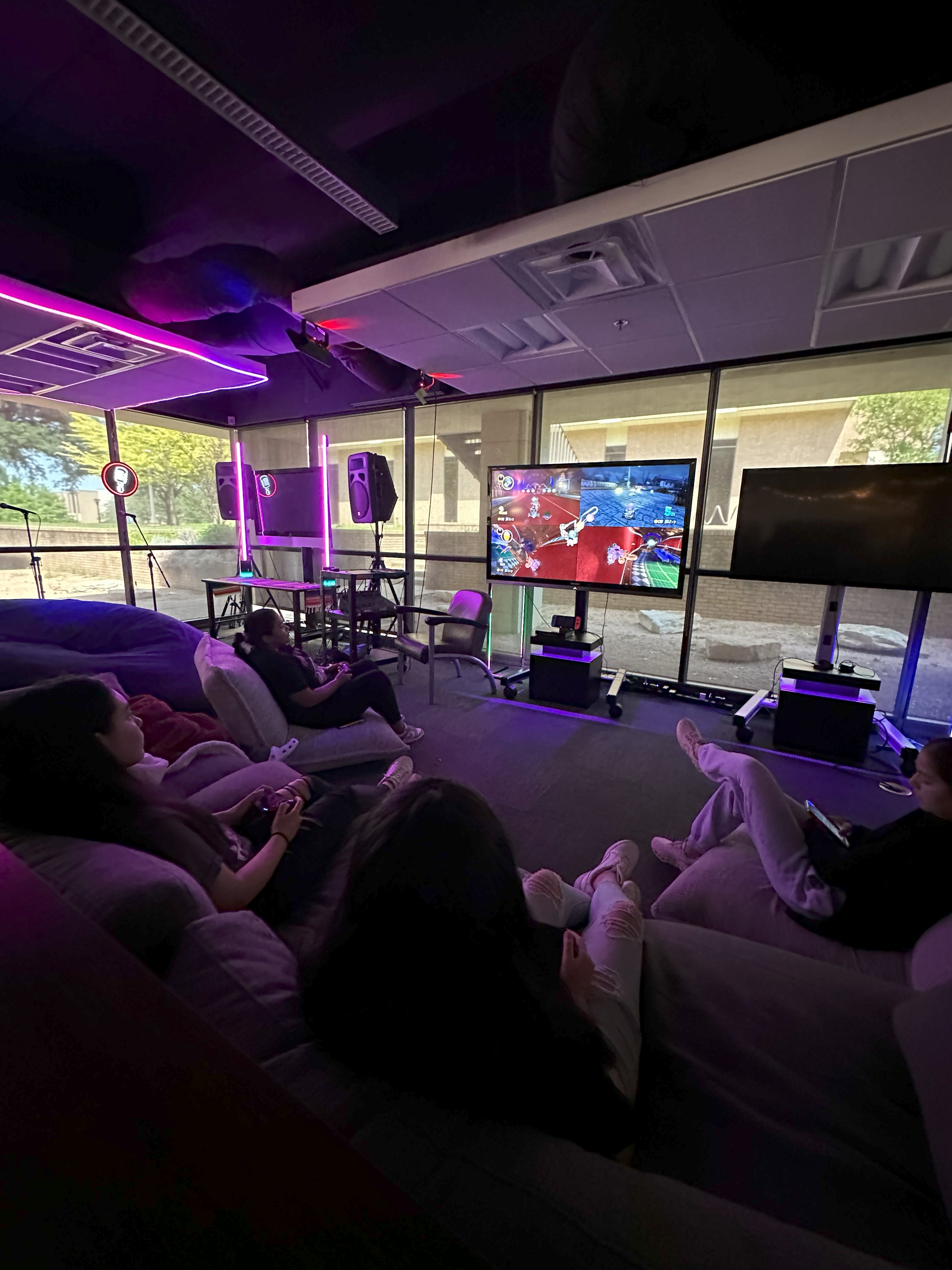 students playing video games